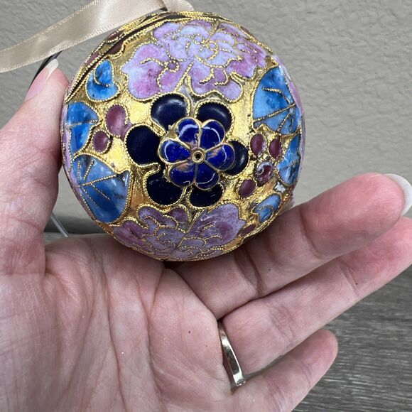 Alsan Victorian Enameling Cloisonné Ornament Egg Birds Flowers With Stand - Picture 5 of 10